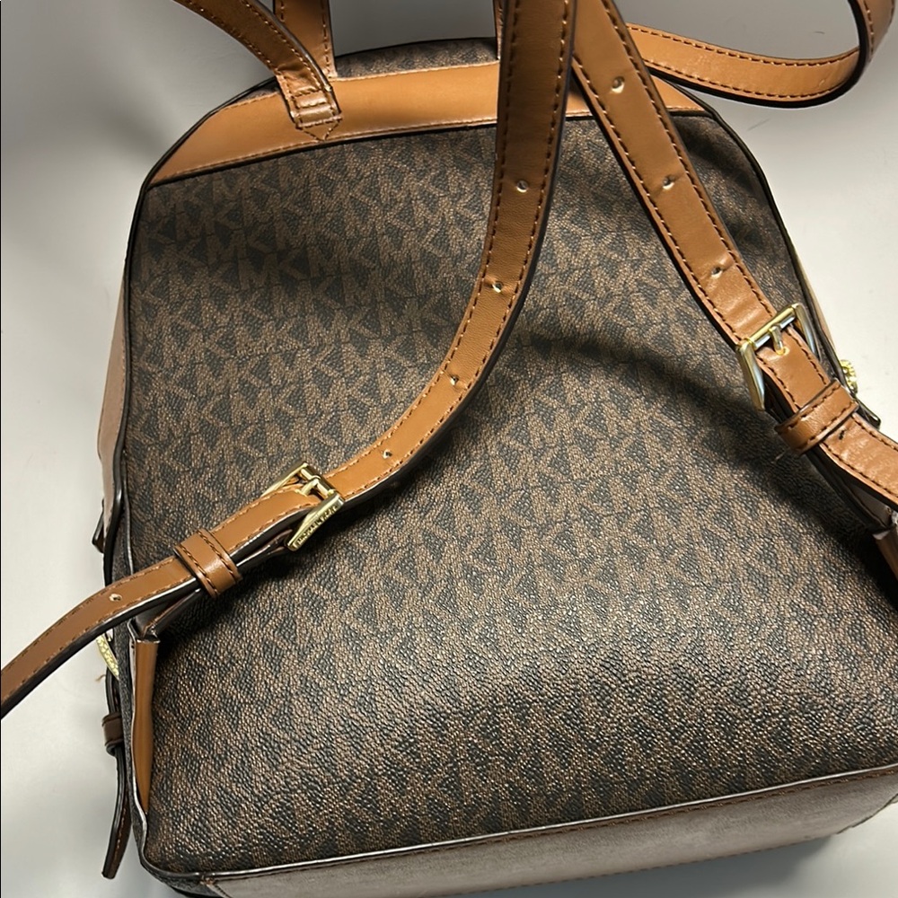 Michael Kors Brown Monogram Backpack with Gold Hardware - Picture 14 of 16